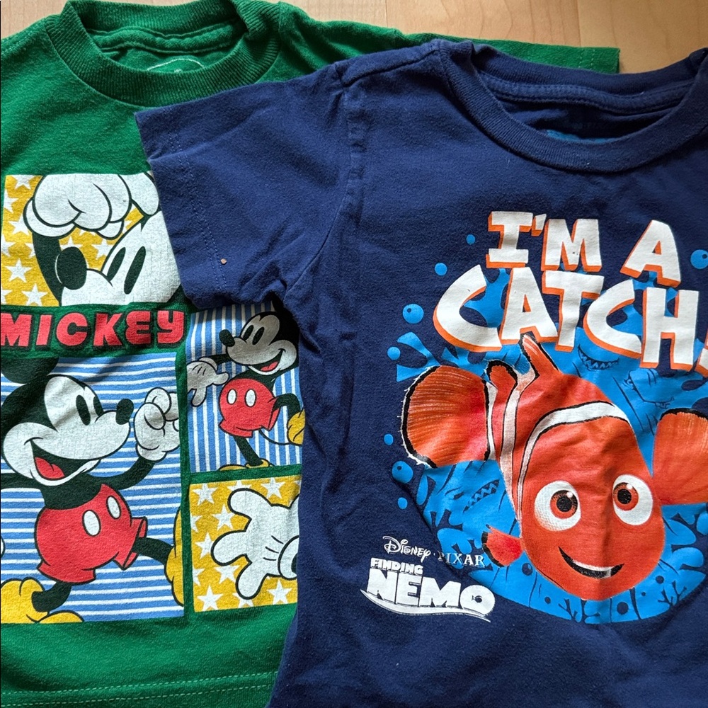 Disney Green Mickey and Blue Nemo T-Shirts